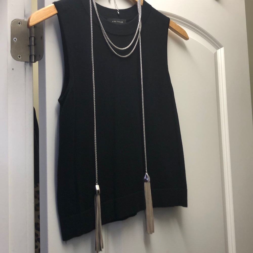 Long necklace- taupe leather tassels